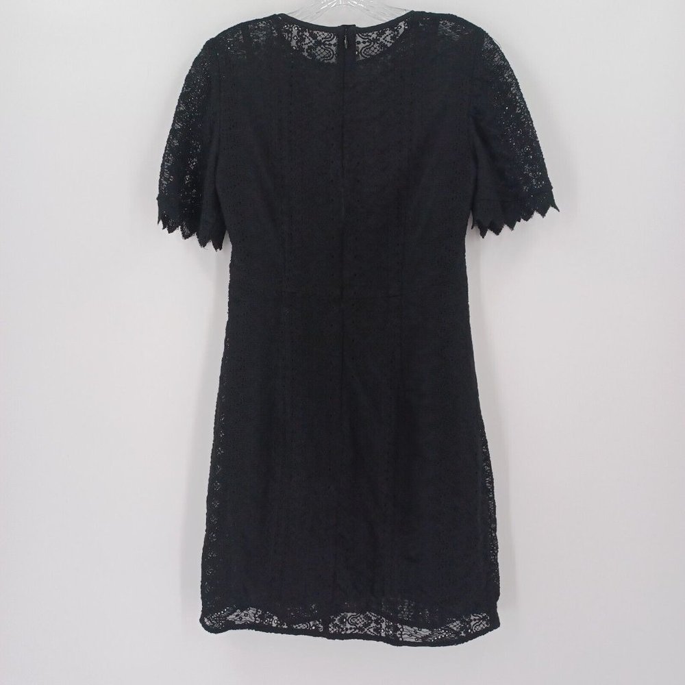 NANETTE LEPORE 2 Black Lace A Line Dress Eyelet Texture Lined Classic Zip Back - Picture 7 of 15